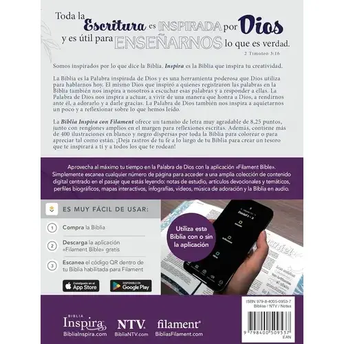 Biblia Inspira NTV Filament Lavanda Tapa Dura - Imagen 4