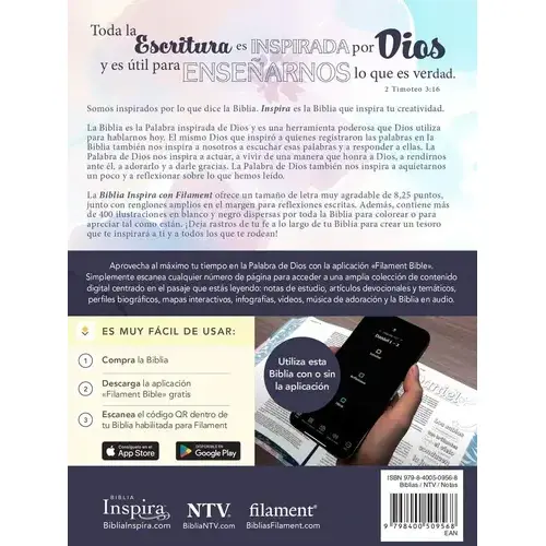 Biblia Inspira NTV Filament Sentipiel Paraíso Floral Rosa - Imagen 4