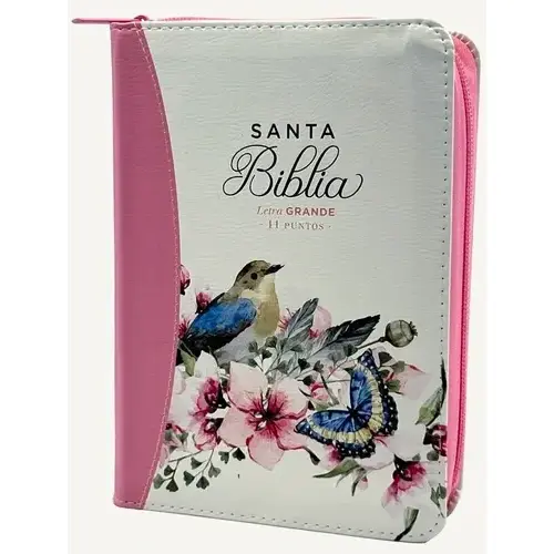 BIBLIA RVR60 045 LG PRIMAVERAL ROSA CON CIERRE