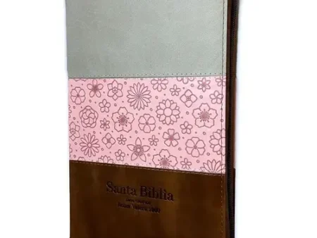 Biblia RVR60 para Mujeres Letra Grande Tricolor floral rosa/gris/marrón