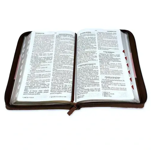 Biblia RVR60 para Mujeres Letra Grande Tricolor floral rosa/gris/marrón - Imagen 4
