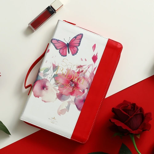 Biblia RVR60 Mariposa Roja con Índice Cierre y Manija