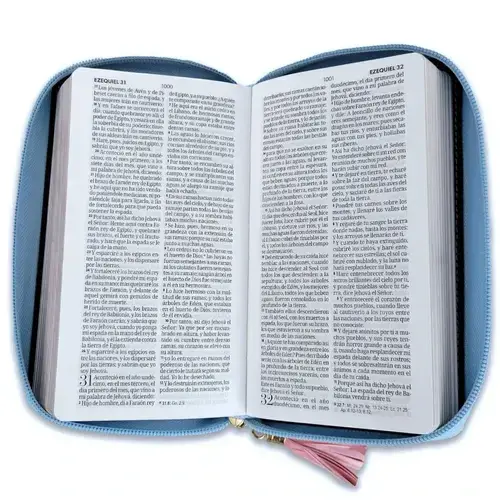 Biblia RVR60 Chequera Azul Rosa con Cierre - Imagen 4
