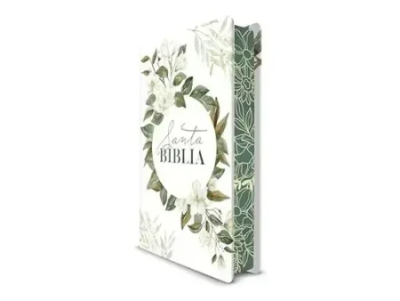 Biblia RVR60 Letra Grande Floral Blanca y Verdad